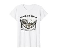 Living The Dream: Skeleton Coffee, Divertido Humor gótico, Luna Camiseta gráfica económica, Mujer, Blanco, XS