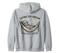 Living The Dream: Skeleton Coffee, Divertido Humor gótico, Luna Sudadera con Capucha
