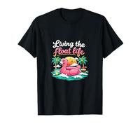 Living The Float Life Flamingo Floatie Fiesta de Vacaciones Camiseta