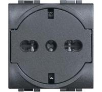 LIVINGLIGHT PRESA FLAT STANDARD 2 POLOS + TIERRA 16A ANTRACITE COLOR L4140/16F