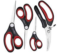 LIVINGO Juego de tijeras multiusos - Pack de 4 tijeras afiladas y resistentes para cocina, costura y corte de tela, aves, papel, manualidades, oficina, hogar, escuela