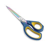 LIVINGO Tijeras de Tela 9.5", Acero Inoxidable Forjado, Recubrimiento de Titanio, Afiladas y Ergonómicas, para Costura, Confección, Cuero, Manualidades, Hogar y Oficina, Azul Marino/Amarillo