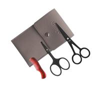 LIVINGO Tijeras para barba y bigote para hombres, punta redondeada profesional de seguridad afilada de acero inoxidable pequeña, para recortar el vello de la nariz, con mini peine y funda de piel