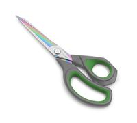 LIVINGO Tijeras profesionales de tela - Tijeras de acero forjado con revestimiento de titanio para costura, manualidades, corte de tela, papel y piel, 24 cm, color gris/verde, tijeras multiusos
