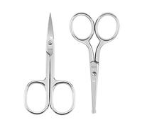 LIVINGO Tijeras Profesionales para Barba y Nariz, Curvadas y Seguras, con Punta Redondeada, para Faciales, Bigotes, Orejas, Cejas y Pestañas, 2 Unidades