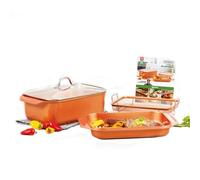 Livington Copperline WonderCooker - Olla multifuncional - Olla grande, cacerola, vapor, freidora de aire caliente, para todo tipo de cocinas, horno y parrilla