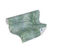 Papel pintado Livingwall DESIGNDROP - Papel pintado no tejido preencolado hojas de palmera en verde, azul - 10,05m x 0,53m - papel pintado aspecto jungla - 784521