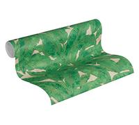 Livingwalls 369271 - Papel pintado no tejido, Beige Grün Metallic, 10,05 m x 0,53 m