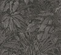 Livingwalls Papel pintado 395606 – Selva en negro y gris, metalizado plateado/dorado, 10,05x0,53m