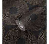 Livingwalls A.S. Création 385242 - Papel pintado (fieltro, 10,05 x 0,53 m), diseño de círculos, color negro y dorado