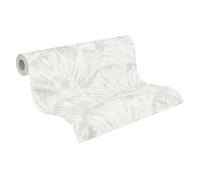 Livingwalls Hot Spots papel pintado no tejido con motivo de hojas en blanco, gris, plata, metálico - papel pintado decorativo 10,05 x 0,53 m - 781983
