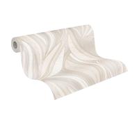 Livingwalls Hot Spots papel pintado no tejido con motivo de hojas en crema, beige, gris claro, dorado, metálico - papel pintado decorativo 10,05 x 0,53 m - 786554