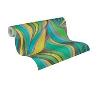 Livingwalls Hot Spots papel pintado no tejido con motivo de hojas en verde, amarillo, turquesa, metálico - papel pintado decorativo 10,05 x 0,53 m Made in Germany - 786551