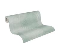 Naturales Pintado Con Área Grande Motivo de Hojas, Ligero Estructurado - Verde