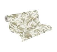 Livingwalls Hot Spots Papel pintado no tejido Floral 10,05 m x 0,53 m - Crema, verde, dorado, metálico - Papel pintado selva - 782031