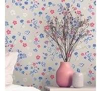 Livingwalls House of Turnowsky 389073 Floral Beige Azul - Papel pintado (10,05 m x 0,53 m), fabricado en Alemania