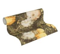 Livingwalls Metropolitan Stories Anke & Daan Amsterdam - Papel pintado con flores, color verde oscuro y amarillo, 10,05 m x 0,53 m