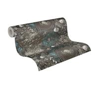 Livingwalls Michalsky 399792 - Papel pintado no tejido con diseño de flores, color negro, gris y azul
