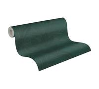 Livingwalls Papel pintado 396543 con hojas de palmera en verde - papel pintado floral de alta calidad con estructura fina y efecto metálico en plata - 10,05m x 0,53m - Fabricado en Alemania