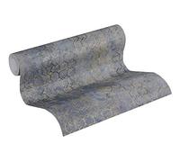 Livingwalls Papel Pintado De Diseño New Walls Urban Grace A.S. Création Papel pintado tejido no tejido 10.05 m x 0.53 m Azul Oro Gris Fabricado en Alemania 374245 37424-5