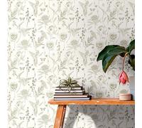 Livingwalls Papel pintado de flores blanco y verde para salón o dormitorio 394293 - Papel pintado no tejido selva - 10,05 m x 0,53 m para 5,33 m² - Fabricado en Alemania