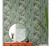 Livingwalls Papel pintado de la selva azul y verde - Papel pintado para salón dormitorio 394364 - no tejido selva - 10,05 m x 0,53 m para 5,33 m² - Fabricado en Alemania