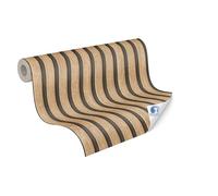 Papel pintado Livingwall DESIGNDROP - Papel pintado no tejido encolado con efecto madera en marrón, beige, negro - 10,05m x 0,53m - Papel pintado aspecto madera - 784591