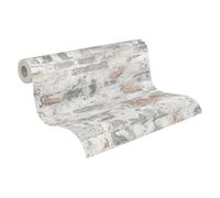 Papel Pintado Efecto Piedra Elements A.S. Création Papel pintado tejido no tejido 10.05 m x 0.53 m Gris Blanco Rojo Fabricado en Alemania 369292 36929-2