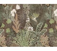 Livingwalls Papel pintado fotográfico Dschungel verde y beige 382431 palmeras papel pintado para salón cocina 3,71 x 2,80 m, fabricado en Alemania