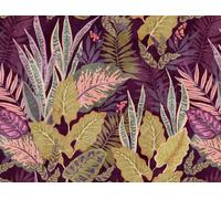 Livingwalls Papel pintado fotográfico moderno de la jungla, color lila y verde, 382751, para dormitorio y dormitorio, 3,71 x 2,80 m, fabricado en Alemania