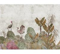 Livingwalls Papel pintado fotográfico para salón o cocina, diseño de pájaros, verde y marrón, 3,71 x 2,80 m, fabricado en Alemania