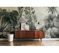 Livingwalls Papel pintado fotográfico vintage de la jungla, gris y beige, 3,71 x 2,80 m, fabricado en Alemania