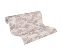 Livingwalls Papel Pintado Geométrico Alena - St. Petersburg Metropolitan Stories 2 A.S. Création tejido no tejido 10.05 m x 0.53 m Metálico Rosa Blanco Fabricado en Alemania 378632 37863-2