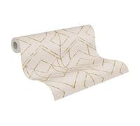 Livingwalls Papel Pintado Geométrico Ava - New York Metropolitan Stories 2 A.S. Création Papel pintado tejido no tejido 10.05 m x 0.53 m Beige/Dorado Metálico Fabricado en Alemania 378693