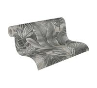 Livingwalls Papel pintado jungla 396473 en gris, beige - papel pintado con aspecto de jungla - papel pintado floral con hojas de palmera - papel pintado de alta calidad en 10,05m x 0,53m