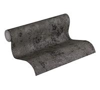 Livingwalls Papel Pintado Liso New Walls Urban Grace A.S. Création Papel pintado tejido no tejido 10.05 m x 0.53 m Negro Plata Fabricado en Alemania 374256 37425-6