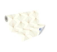 Papel pintado mural de pared DESIGNDROP - papel pintado no tejido precubierto Art Déco en crema, oro - 10,05m x 0,53m - papel pintado con efecto 3D para el salón - 784941