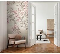 Livingwalls papel pintado mural panorámico tejido no tejido con diseño de flores en crema, rosa, verde - papel pintado mural floral 8,80 m x 0,53 m - colección COSMOPOLITAN - 791448