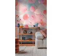 livingwalls papel pintado mural panorámico tejido no tejido con diseño de hojas en azul, rosa, morado - papel pintado mural floral 8,80 m x 0,53 m - colección COSMOPOLITAN - 791551