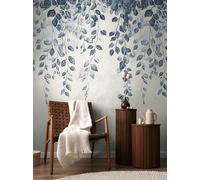 Livingwalls COSMOPLITAN 791445 - Papel pintado fotográfico (8,80 m x 0,53 m), diseño floral, color azul, crema y blanco