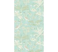 livingwalls papel pintado no tejido con motivo animal en blanco, verde, azul claro - papel pintado panorámico decorativo 1,59 x 2,80 m mural XXL - 392061
