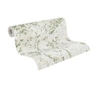 Livingwalls papel pintado no tejido con motivo botánico en crema, verde, beige - papel pintado floral 10,05 x 0,53 m - 396504