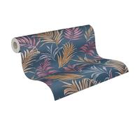 Livingwalls papel pintado no tejido con motivo de hojas en azul, rojo, amarillo y morado - papel pintado de jungla exótica 10,05 m x 0,53 m diseño de COSMOPOLITAN - 791085