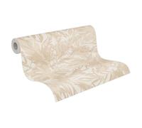 Livingwalls papel pintado no tejido con motivo de hojas en beige, crema y marrón - papel pintado de jungla exótica 10,05 m x 0,53 m diseño de COSMOPOLITAN - 790631