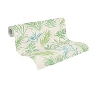 Livingwalls papel pintado no tejido con motivo de hojas en blanco, verde y azul - papel pintado de jungla exótica 10,05 m x 0,53 m diseño de COSMOPOLITAN - 791084