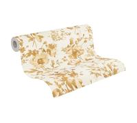 Livingwalls papel pintado no tejido con motivo floral en blanco, amarillo y beige - papel pintado floral romántico 10,05 m x 0,53 m diseño de COSMOPOLITAN - 790614