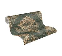 Livingwalls Papel pintado - Papel tapiz barroco en verde y dorado - Papel de pared para varias habitaciones - Papel pintado de pared en 10,05 m x 0,53 m