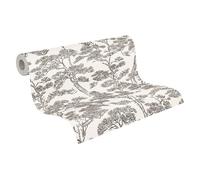 livingwalls papel pintado TNT con árboles y ramas en blanco, negro, gris - papel pintado floral estilo asiático 10,05 m x 0,53 m - 790015