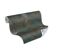 Papeles pintados murales DESIGNDROP - Papel pintado no tejido preencolado botánico en verde, azul - 10,05m x 0,53m - papel pintado tropical para salones - 784531