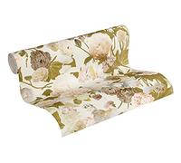 Livingwalls Paradise Garden 367172 36717-2 - Papel pintado (fieltro, 10,05 m x 0,53 m), diseño floral, color crema, verde y amarillo